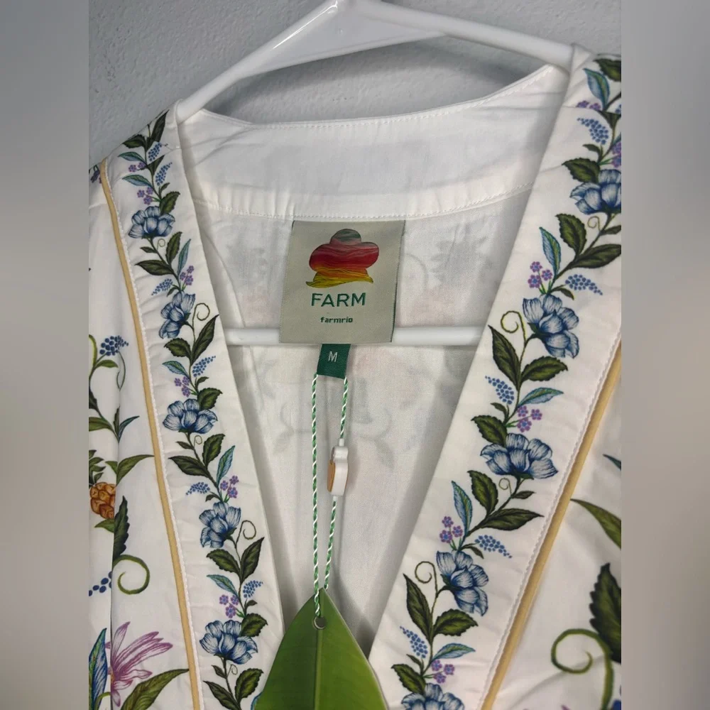 Farm Rio NWT SWEET BLOOM DREAMSCAPE OFF WHITE MINI DRESS SZ MEDIUM - Picture 3 of 11